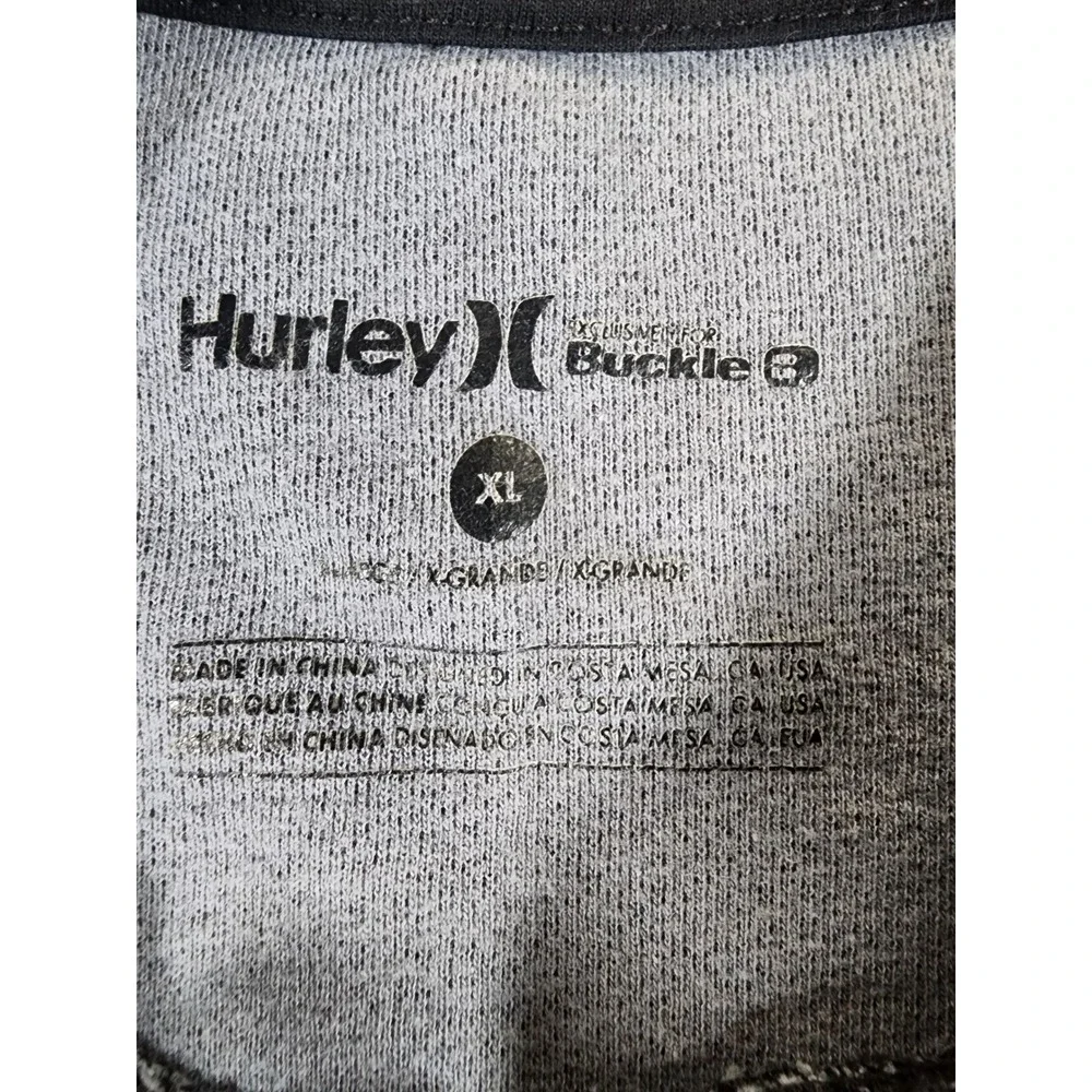 Hurley BKE Buckle Pullover Mens XL Crew Neck Black Gray Textured Long Sleeve
